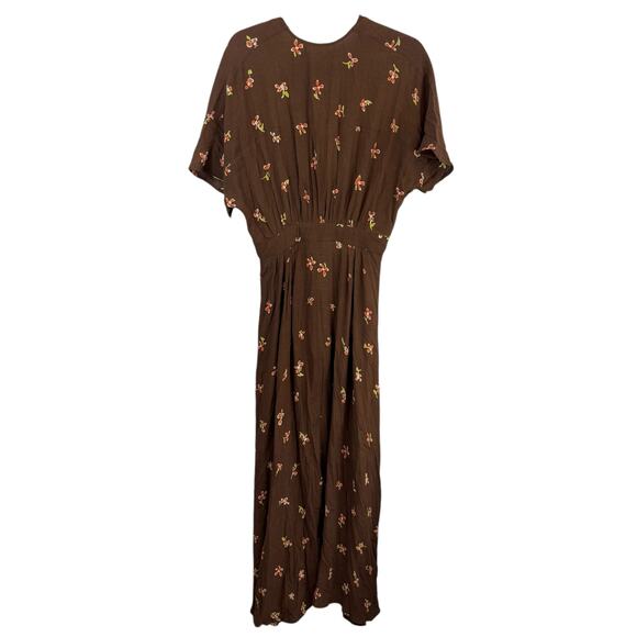 Christy Dawn Lottie Floral Button Up Maxi Dress Boho Vintage Brown Size S - Picture 9 of 9